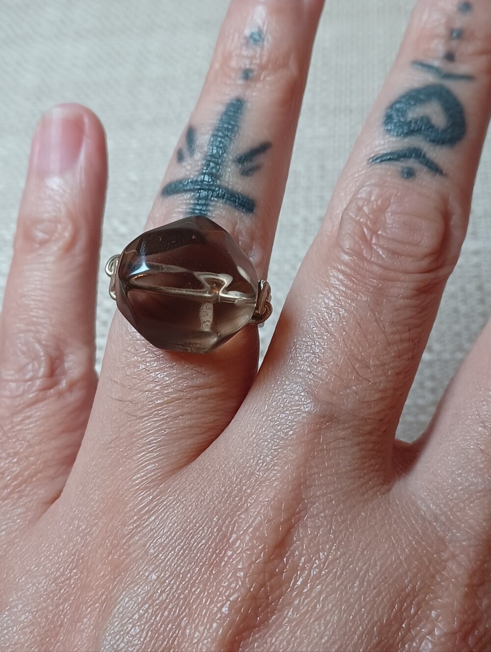 Artisan Wire Wrapped Smoky Quartz Bohemian Cocktail Ring 💫